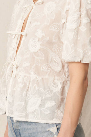 ** Imperfect Delicate Flower Tie Front Top