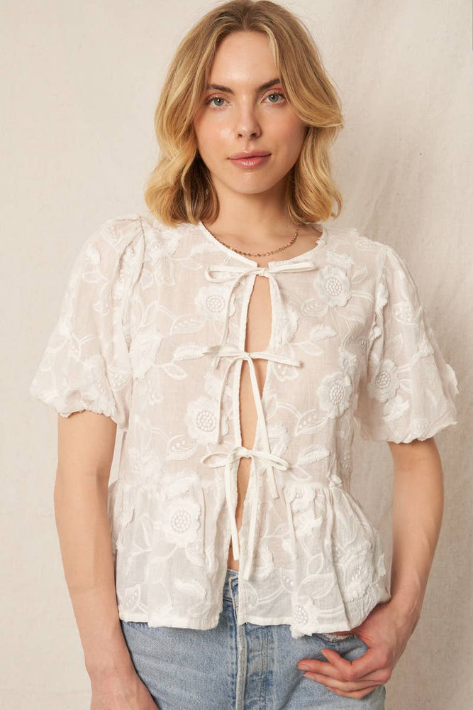 ** Imperfect Delicate Flower Tie Front Top