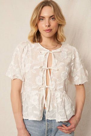 ** Imperfect Delicate Flower Tie Front Top