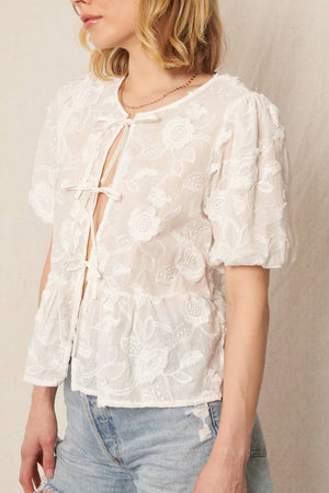 ** Imperfect Delicate Flower Tie Front Top