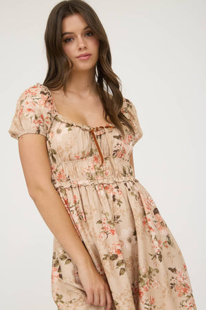 Natural Rose Garden Mini Dress