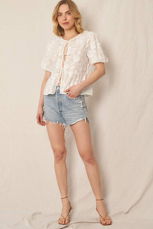 ** Imperfect Delicate Flower Tie Front Top