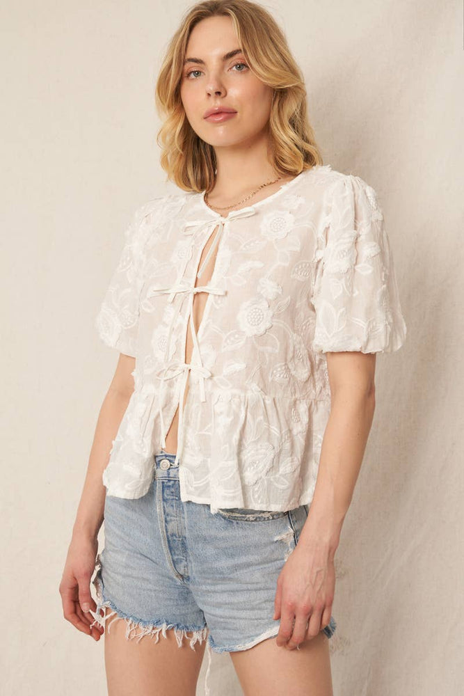 ** Imperfect Delicate Flower Tie Front Top