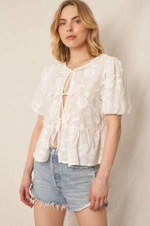 ** Imperfect Delicate Flower Tie Front Top